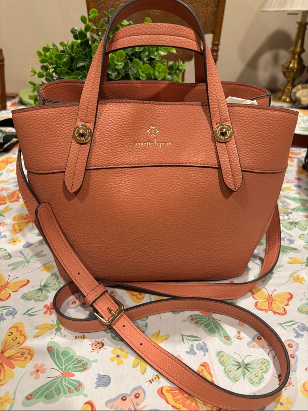 Nanette Lepore Peach/Putty Satchel Crossbody Bag